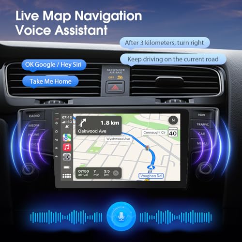 Haudio 9 inch Wireless Double Din Car Stereo,with Apple CarPlay and Android Auto Radio Screen,with Mirror Link, Bluetooth 5.0,1080P Backup Camera, AUX,FM/AM Transmitter|Double Din carplay Screen - Thumbnail 3