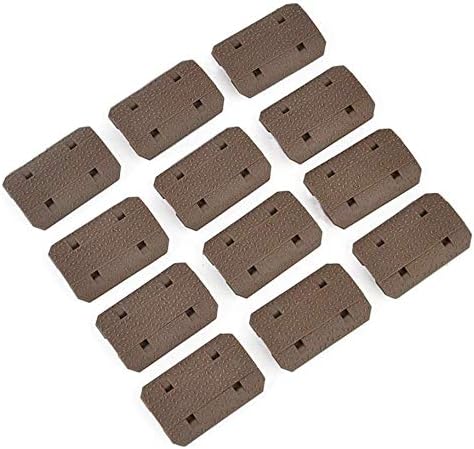12pcs Type Nylon Mlok Handguard Protector Rail Cover Panel for Mlok Rail Handguard System (Tan)