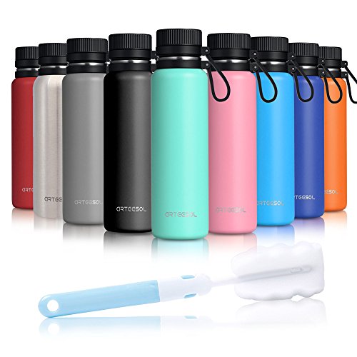 Blackace Leak Proof Water Bottle, BPA Free Vacuum Insulated 18/8 Stainless Steel Double-Walled Wide Mouth Thermos Ideal for Sports Gym Workout (Mint, 24oz/700ml)