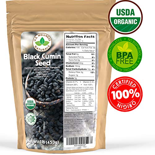 Black Cumin Seed 1Lb (16Oz) (Nigella Sativa): 100% Usda Certified Organic Bulk Egyptian Black Caraway - Aka Kalonji, By U.s. Wellness Naturals #TOP4