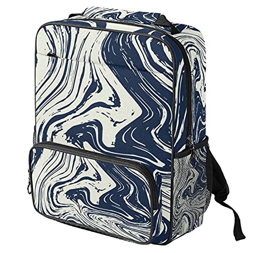 Sac à dos ordinateur portable avec imprimé marbré bleu marine pour le travail et les cours