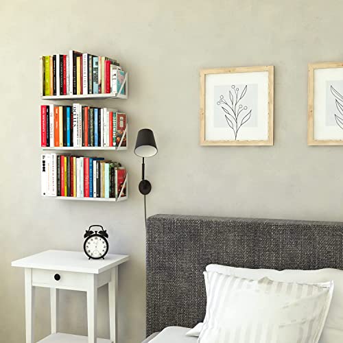Wallniture Minori Washed White Floating Shelves For Wall Storage, Bathroom Shelves Over The Toilet Storage, Wood Wall Shelves Set Of 3 With White Brackets #TOP3