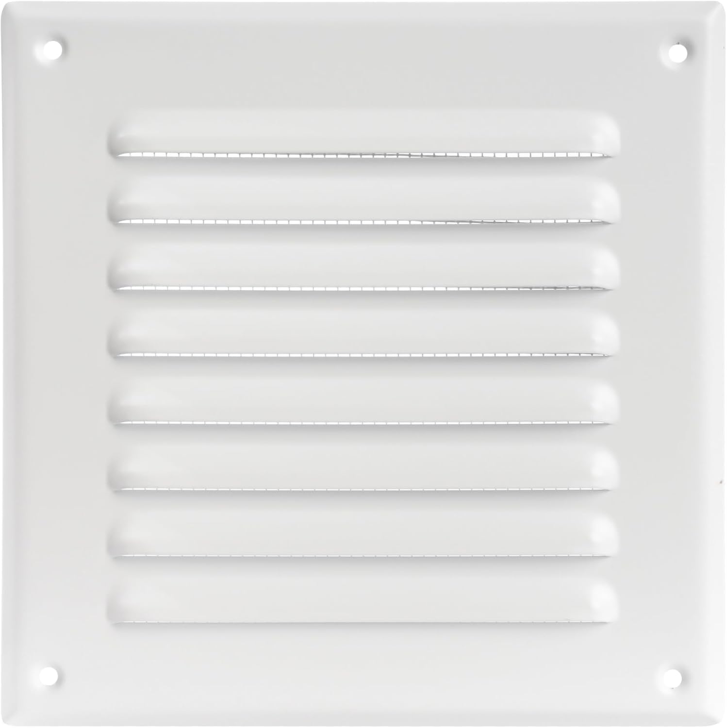 ECOPRO VENT White 165 × 165mm Metal Vent Cover - Galvanized Steel Louvered Ventilation Grille with Nylon Mesh - Epoxy Coated Wall Air Vent Cover, Indoor & Outdoor Cover, Surface Wall Mount Shed Vent