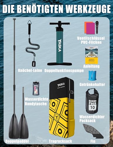 Miniatura 4 de Yaska Tabla Paddle Surf Hinchable,Tabla De Padel Para Adulto,2 Personas,Stand Up Paddle Board Con Premium Accesorios Rojo