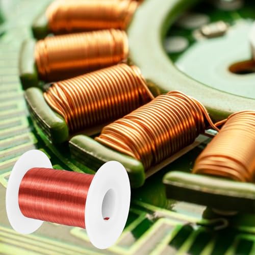 QUARKZMAN Kupferlackdraht 0.1mm, 38 AWG, isolierter bis 155°C Kupferdraht, Lackdraht für Transformatoren, Handwerk, Elektrik und DIY, Rot (113.2G）
