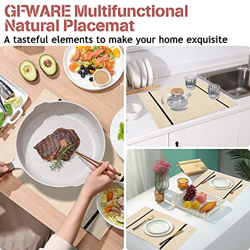 Gfware Placemats Natural Bamboo 8 Pack Table Mats Heat Resistant Rectangular Wicker For Outdoor Farmhouse Kitchen Dining Table Decor #TOP4