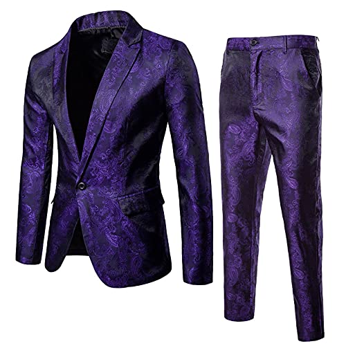 Men’s suit 2-piece blazer dress business tuxedo slim fit one bu…