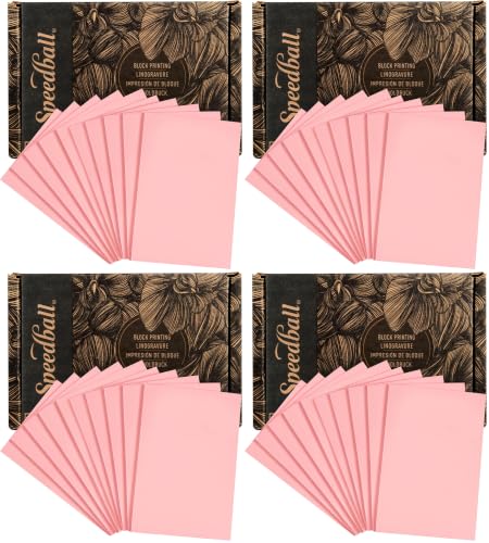 Image of Speedball Speedy-Carve Block Printing Carving Block, Rectangle, Pink, 4 x 6 Inches (40-Pack), Linoleum for Printmaking