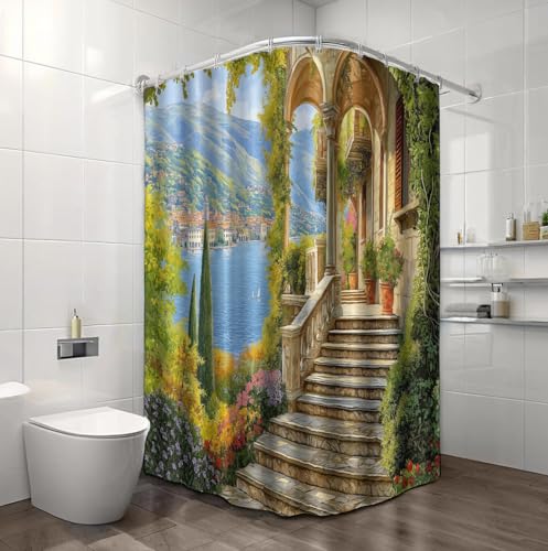 Rideau de douche paysage vintage pour sublimer votre baignoire 240x200cm lavable - 5