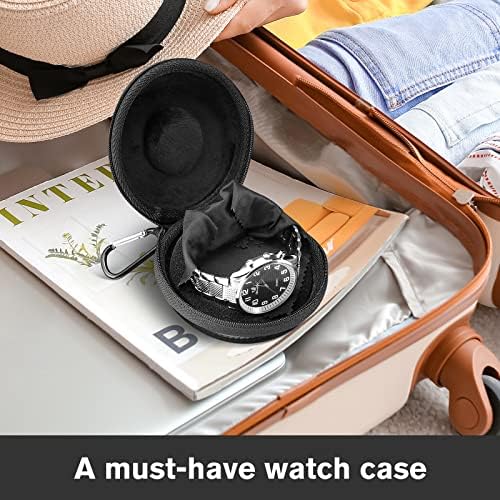 ProCase Travel Watch Case, Single Wristwatch Storage Holder, Portable Zipper Smart Watch Box Organizer for Men Women Black
