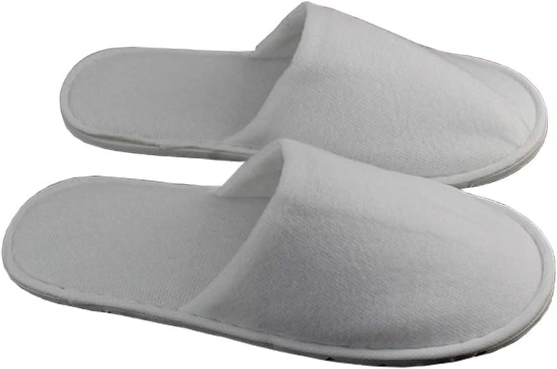 Musbury Fabrics10 Pairs Hotel/Spa White Terry Towelling Closed Toe Disposable Slippers