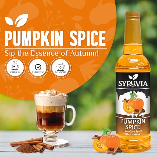 Syruvia Pumpkin Spice Syrup for Coffee 25.4 Ounces Pumpkin Spice Flavored Coffee Syrup - Image 3