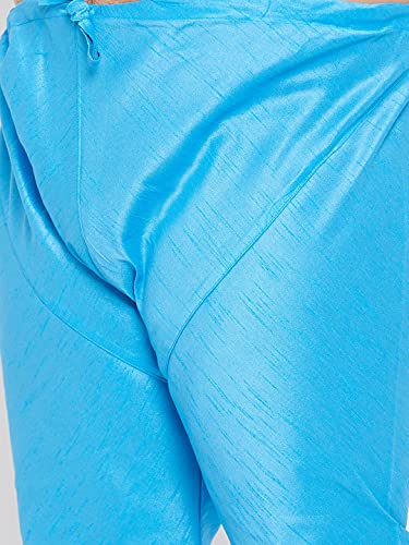 Image of VASTRAMAY Plus Size Men's Silk Blend Kurta Set-New Aqua Blue