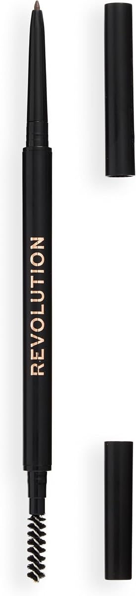 Revolution Precise Brow Pencil, Medium Brown | Dual-Sided, Ultra-Fine Pencil Tool, Includes Spoolie Brush, Vegan & Cruelty-Free