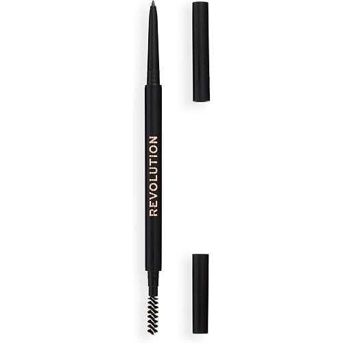 Revolution, Precise Brow Pencil, Double Ended, Ultra-Fine Pencil Tool, Includes Spoolie Brush, Medium Brown