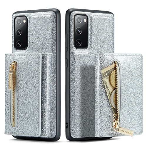 UDBKKDX 2 in 1 Detachable Wallet & Phone Case for iPhone 13 Pro, Glitter Magnetic adsorption Premium Leather with Viewing Stand Camera Lens Protection Shockproof Card Holders Cover case