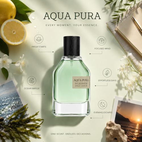 Image of Fragrance World Aqua Pura Eau De Parfum for Men & Women | Long Lasting Premium Fragrance | 70ml | Fresh Marine Aquatic Perfume | Bergamot, Seaweed & Ambroxan