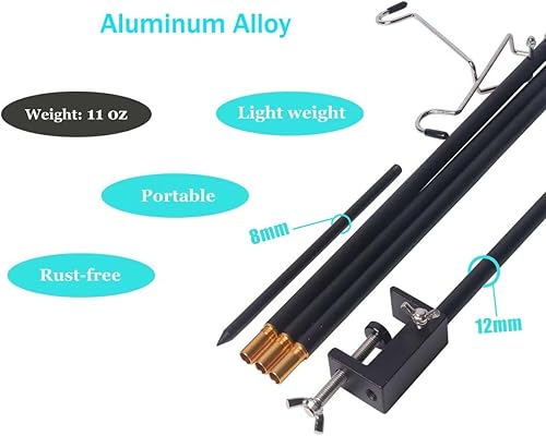 Miniatura 2 de Hikeman Soporte plegable para farol, soporte de lámpara portátil, soporte de luz plegable para camping, pesca, picnic, barbacoa, actividades al aire