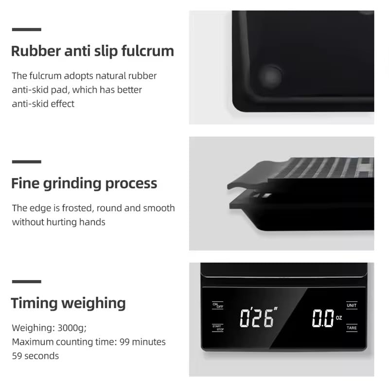 Evolt Digital Coffee Scale with Timer, 0.1 g to 3 kg Precision, for ...
