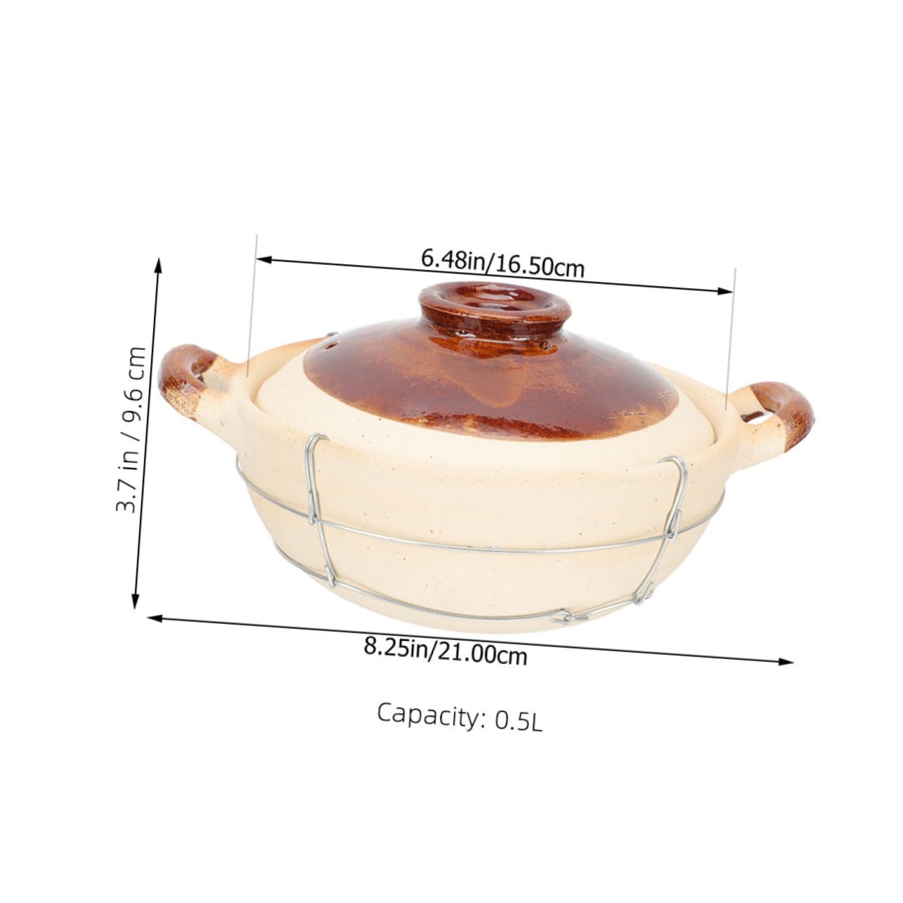 Cazuela de Barro con Asa, Juego de 2 Piezas Beige para Cocina