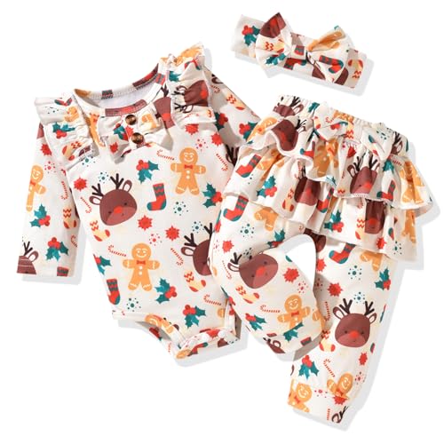 Image of Aalizzwell Preemie Newborn Infant Baby Girls Clothes Ribbed Bodysuit Pants Set Fall Winter Outfits