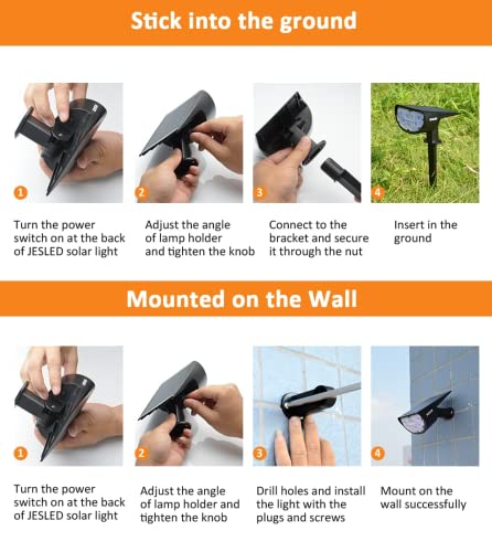 Jesled Solar Spot Lights Outdoor, Solar Spotlight 3000K, 2-In-1 Solar Landscape Lights Warm White, Ip67 Waterproof Solar Wall Lights For Yard Garden Flag Pool Patio Driveway Porch Walkway(6 Pack) #TOP4