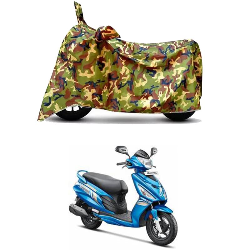 Image of Waterproof 100% PVC Coated Full Bike Scooty Two Wheeler Body Cover Compatible for Mahindra Kine /UV-Rays /Heat Protection /Birds Dropping /Scratchproof /Dust Proof /All Varient[6X6 Jungle Print]