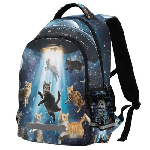 ALAZA Ufo Cats School Backpack for Girls & Boys, Kids Laptop Bookbag with Reflective Strip 17in2