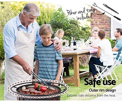 Fire Pits Outdoor Bol à feu de Bois avec poignées, Panier à feu Amovible en métal avec feu – Image 3