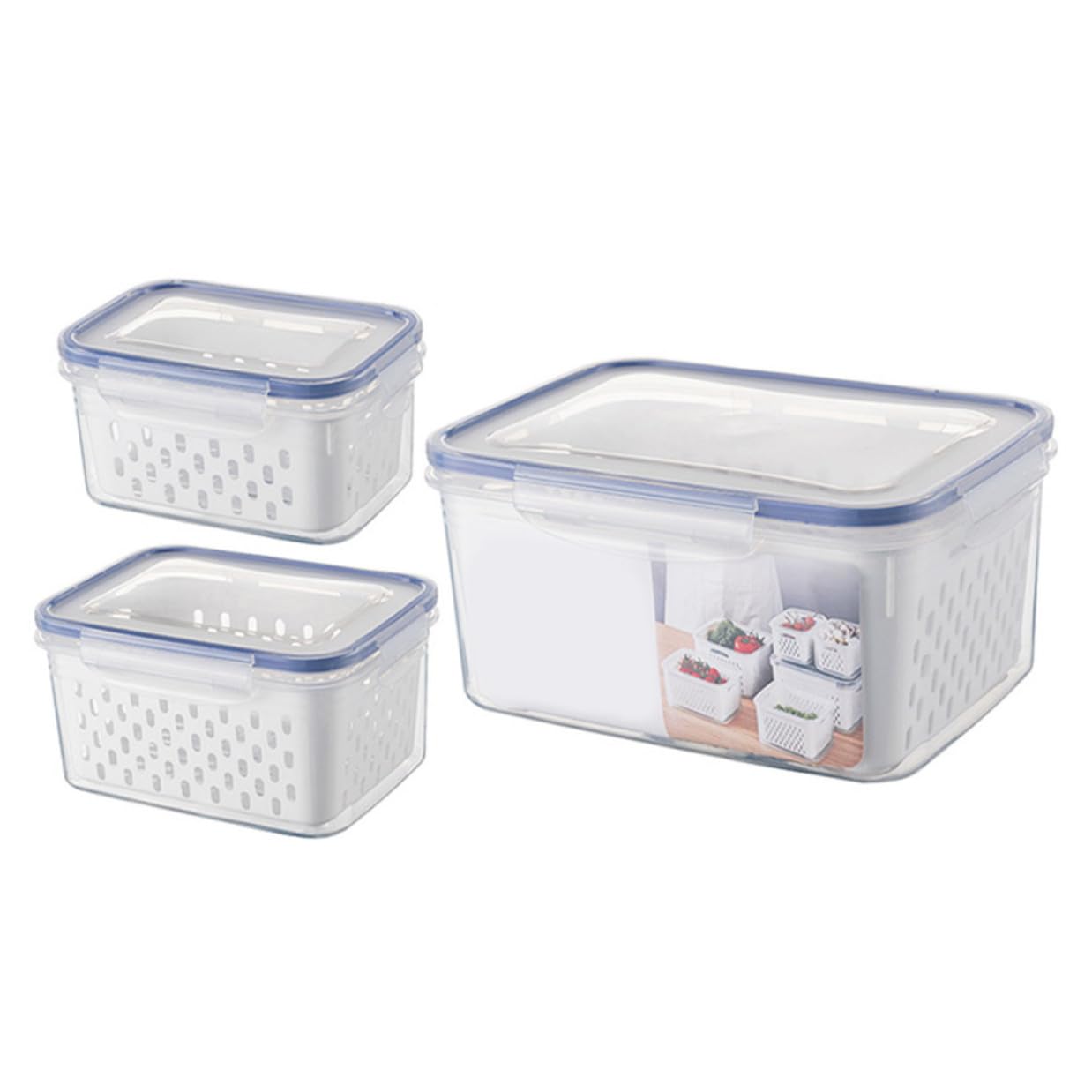 Recipientes Herméticos para Alimentos de 3 Piezas 850ml 1750ml 3300ml
