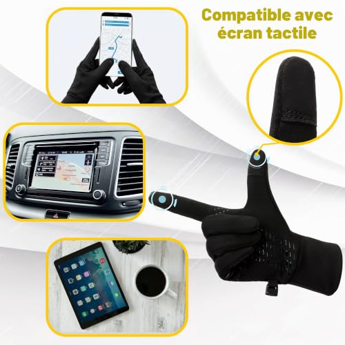 BLUEVER Gants de Course, écran Tactile Coupe-Vent Antidérapant Gants Chauds Doublures pour Cyclisme vélo Conduite Sportive pour Hommes Femmes (S) – vue 3