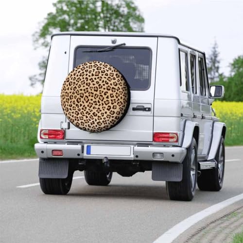 Image of Leopard Print Spare Tire Cover 15 inch Wheel Animal Print Protectors Weatherproof Universal for Trailer Tire Cover Rv SUV Truck Camper Travel Trailer