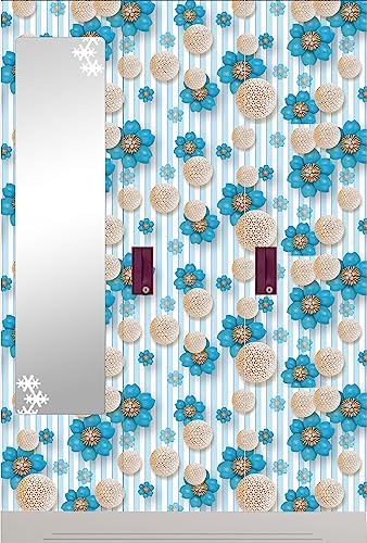 Image of CABANA HOMES PVC Self-Adhesive Wallpaper, 3D Flower Design, 45 x 125 cm, 2 Rolls (12 sq. ft), Made in India