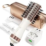 Travel Blow Dryer Brush in one, Dual Voltage Mini Hot Air Brush, Hair Trends Nano Titanium 2 Inch One Step Hair Dryer and Styler Volumizer Oval Shape