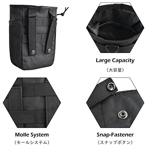 Triwonder Molle Drawstring Magazine Dump Pouch Tactical Edc Utility Fanny Hip Holster Bag Waist Bag Military Bag Outdoor Ammo Pouch (Black - 2 Pack) #TOP2