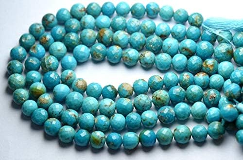 10" Strand Natural Arizona Sleeping Beauty Turquoise 8-8.5mm Round Faceted Beads - 136 carats,10 inches Strand,Natural Arizona Sleeping Beauty Turquoise Faceted Round rondelles,Size 8-8.5mm