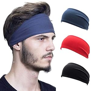 IYOU Sport Hoofdbanden Zwart Yoga Zweetband Fitness Haarbanden Elastische Hoofddoek voor Vrouwen en Mannen (pak van 3)