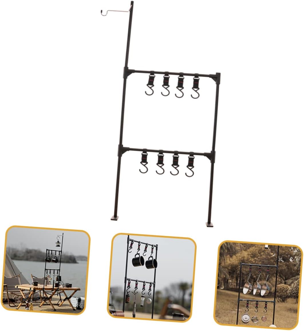 1set Aluminum Alloy Camping Storage Rack Detachable Design Lightweight Outdoor Picnic Hanger for Efficient Gear Organization Portable Two Tabletop Utility Stand
