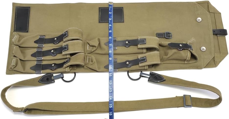 German WW2 Leather and Canvas MP40 Case with Shoulder Strap Field Green