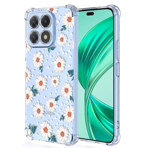 EASSGU Custodia per HONOR X8a (6.7 Inches), Cover Silicone TPU Colore Sfumato Trasparente, Custodia per Telefono Antiurto e Antigraffio - Blu Rosa