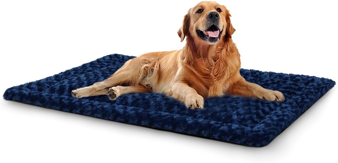 Exsnugy Washable Large Dog Bed Mat for Crate, Blue XL 106x71cm