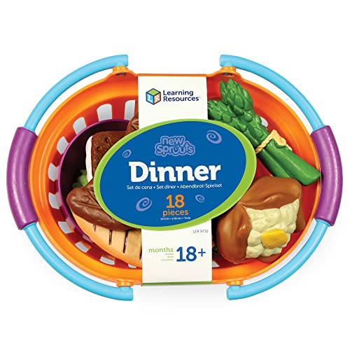 Learning Resources New Sprouts Dinner Food Basket - 18 Pieces, Ages 18+ Months Pretend Play Food For Toddlers, Preschool Learning Toys, Kitchen Play Toys For Kids, Play Food With Basket #TOP7