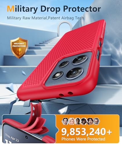 Image of FNTCASE for Moto G 2026 /2025 Case: Moto G Play 2026 /Moto G Power 2025 Case Dual Layer Military Protective Heavy Duty Cell Phone Cover with Screen Protector Shockproof Rugged Non Slip Textured (Red)
