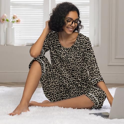 Image of PrinStory Womens Pajama Sets Capri Pjs Soft Lounge Sets XS-4XL