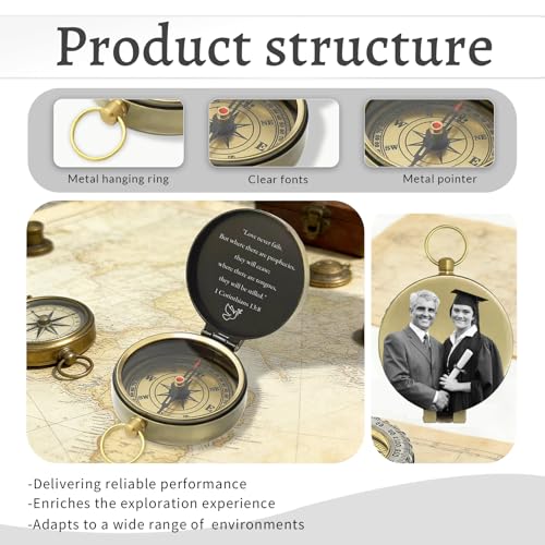 Brújula personalizada con foto grabada vintage miniatura 3