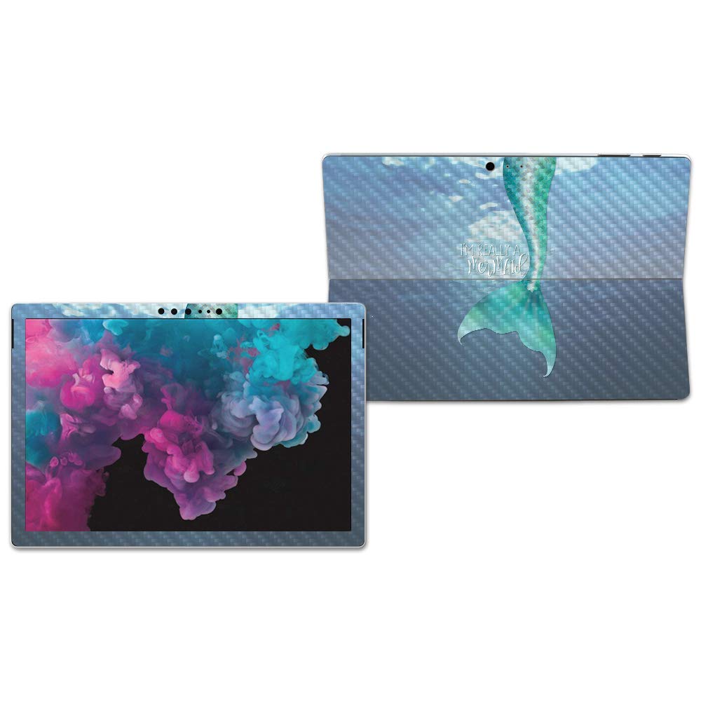 MightySkins Carbon Fiber Skin for Microsoft Surface Pro 6 - Im Really A Mermaid | Protective, Durable Textured Carbon Fiber Finish | Easy to Apply, Remove, and Change Styles | Made in The USA