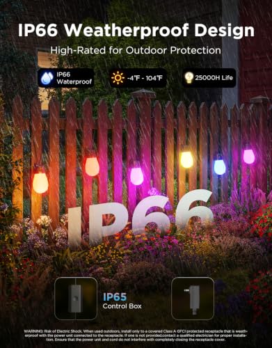 Image of Govee S14 Bulb Outdoor String Lights 2, 48ft Smart RGBIC Warm White Patio Lights with 15 LED Bulbs, 111 Scene Modes for Outdoor Decor, Upgraded IP66 Compatible with Alexa, Google, Matter, APP Control