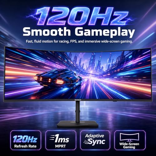 Image of Deco Gear 49 Inch Curved Ultrawide Monitor, 5120x1440 Dual QHD 32:9 1500R VA Display, HDR400, 120Hz, Adaptive Sync, 1ms MPRT, USB-C 65W PD, KVM, PIP /PBP, Gaming & Workstation Setup, for PC & Laptop