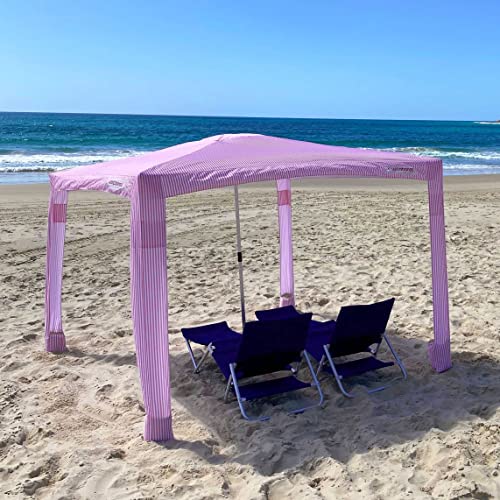 CoolCabanas Beach Cool Cabana Canopy Sun Shade Shelter Tent - 8' x 8' or 6'6" x 6'6", Easy to Setup, Folds to just 3'5", Perfect for Family Beach and Backyard, UPF 50+, The Original and The Best
