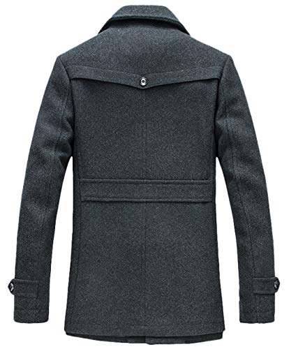 Image of chouyatou Men's Gentle Layered Collar Single Breasted Quilted Lined Wool Blend Pea Coats